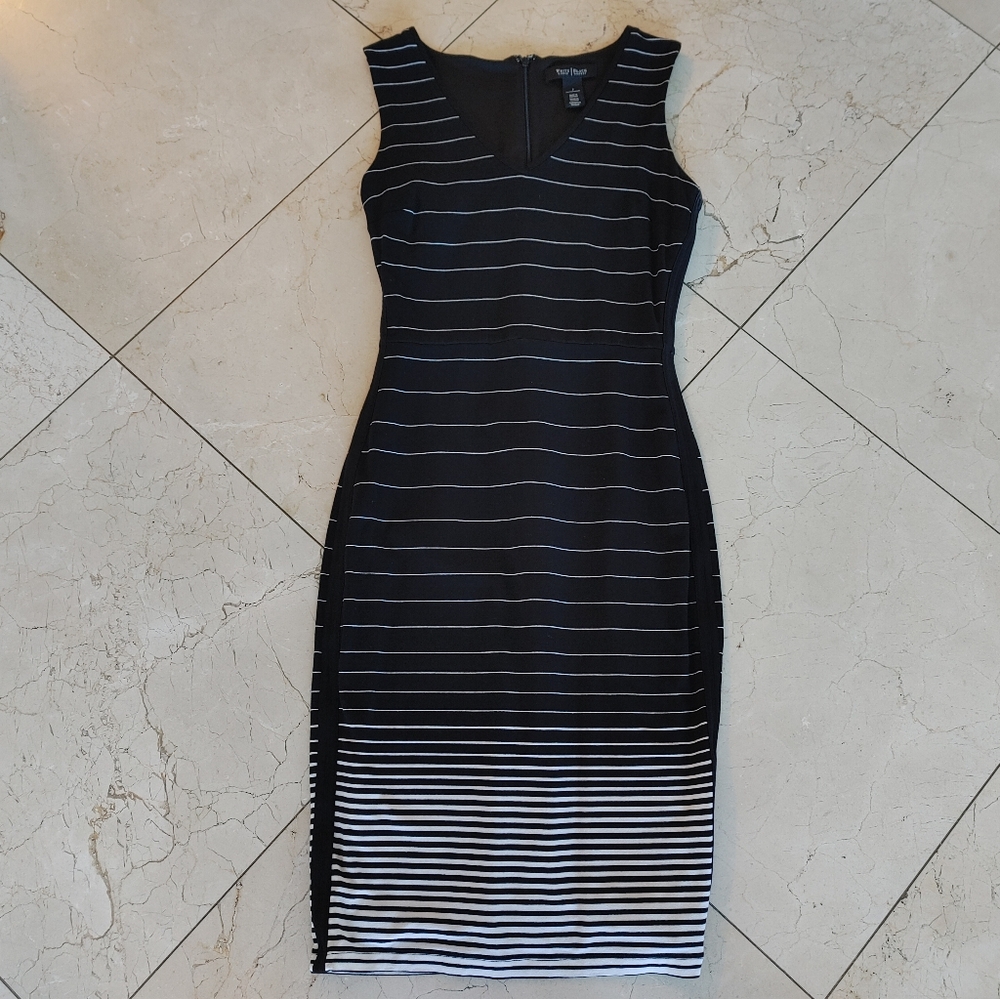 WHBM Striped Sheath Dress - Black and White - Size 2